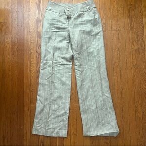 Michael Kors linen trousers tan striped 4 pants high waist slight flare EUC